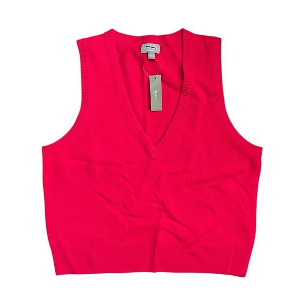 J CREW Sweater Vest WMNS L Hot Pink Cashmere Luxury Soft BS941 Valentines Spring - Picture 1 of 9
